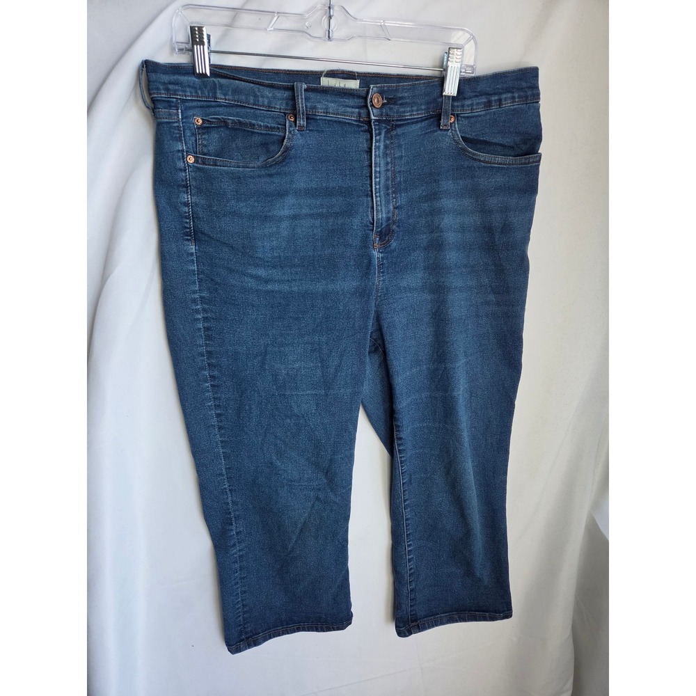 Nicole Miller Soho Jeans Womens Blue Medium Wash Stretch High Rise Capri